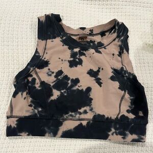 Mono B Black and Cream Tie-Dye Crop Top